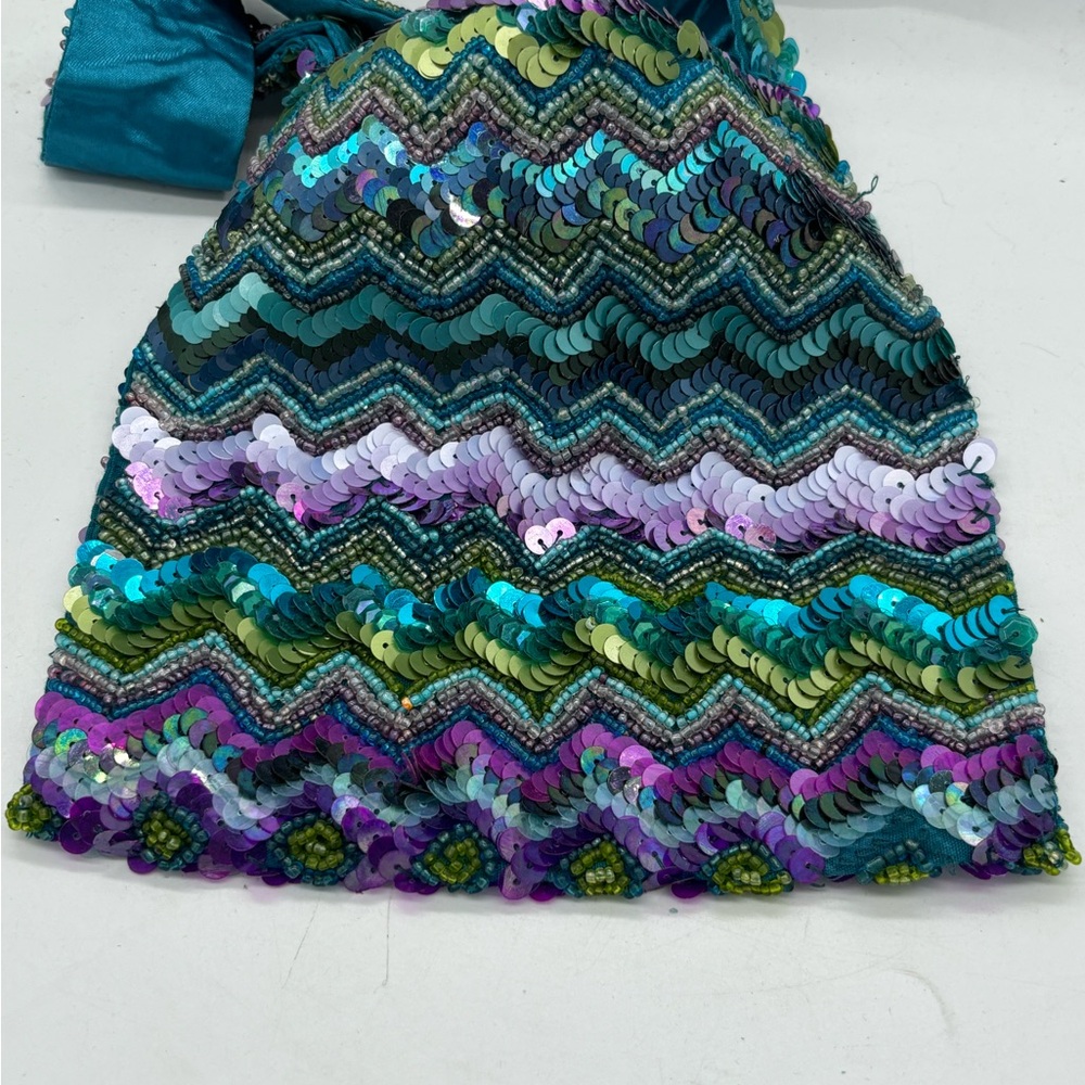 Accessopize Multicolored Beaded Sequin Purse - image 3